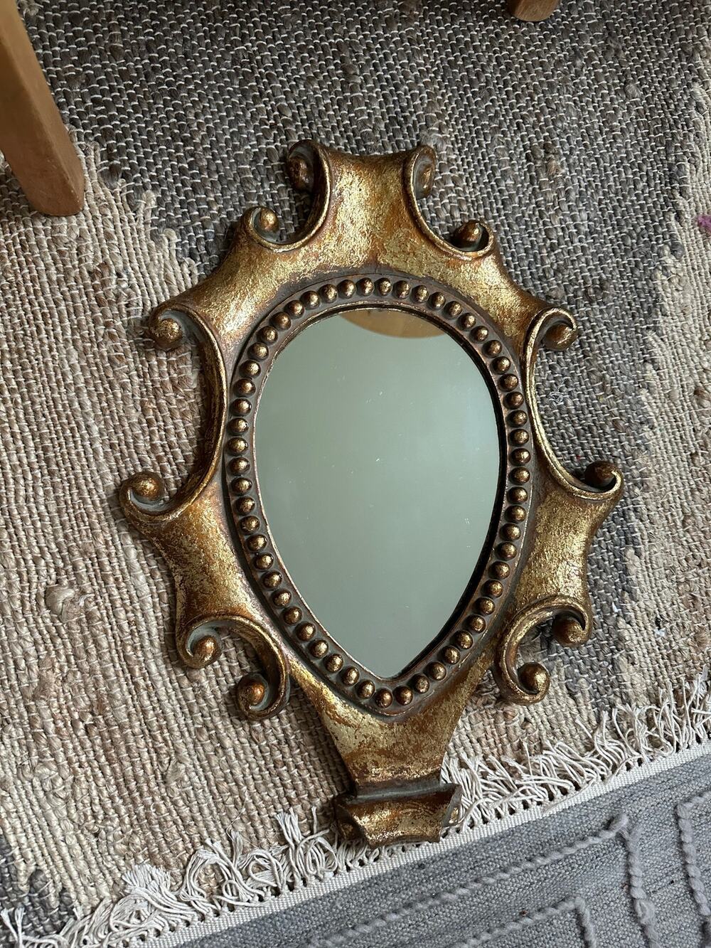 Vintage Wall Mirror Hollywood Regency Style Gold Ornate baroque 18x14”